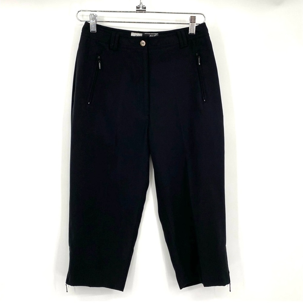 Jamie Sadock Capri Pants Women Size 4 Black‎ Stretch Cropped Zipped Hem Golf
